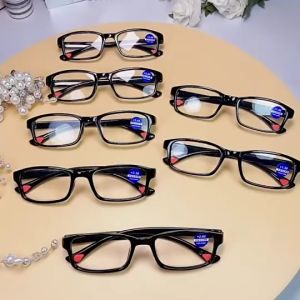 แว่นตาอ่านหนังสือป้องกันแสงสีฟ้ากรอบเหลี่ยม เบาพิเศษ+100~+300แว่นสายตายาวสำหรับผู้ชายและผู้หญิง