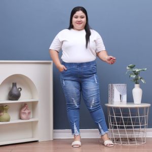 27-42 / celana wanita dewasa model sobek-sobek / jeans cewek ripped kekinian / legging slim street melar