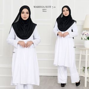 Suit Marissa 7.0 Baju Umrah Haji Hitam Putih Jubah Seluar Longgar Labuh by Rafanda Nur (S-3XL)