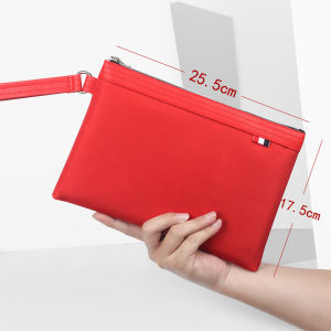 Jelli 7155 Canvas Document Bag Waterproof Thickened A5 Handheld File Bag Solid Color Multi-layer Zipper Bag Office Storage