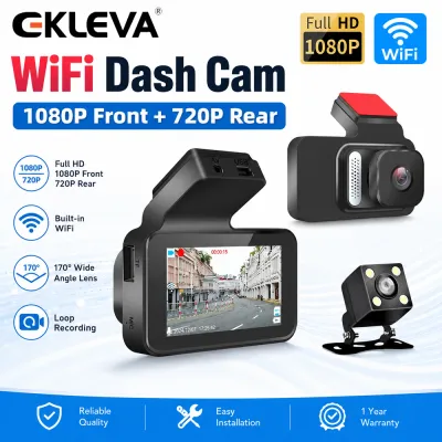 Ekleva 1080P Wifi Dash Cam Phía Trước Và camera phía sau DVR cho xe hơi Bãi Đậu Xe Giám Sát hộp đen xe nhìn trong đêm Điều Khiển Ghi Âm