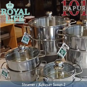 Royal Life Stainless Steamer Set 20 cm x 2 Susun / Panci + Kukus