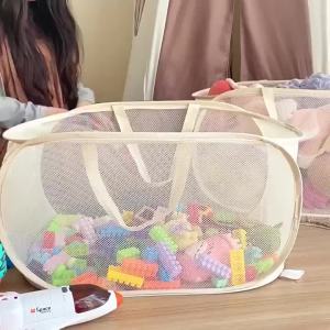 2/3grids Toys Storage Basket Large Capacity Laundry Basket Multifunctional Childrens Dolls Breathable Storage Basket Mesh Bag