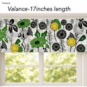School Classroom Curtain Valancer and Chalkboard Curtain with Floral Patterns Classroom and Window Scenes.