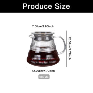 600ml Glass Coffee Carafe Coffee Pot Clear Standard Coffee Server for Pour Over Coffee Maker