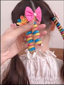 7E(DHX99）ยางรัดผมหางม้า ลายการ์ตูน สีสันสดใส (1ชิ้น)