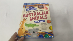 Paint Your Own Australian Animals Book & Kit with 4 Plaster Animals 6 Paints Paintbrush & Book for Kids
