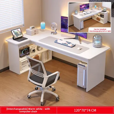 Xinyafitment | Corner Study Desk with Dressing Table and Bookshelf L-Shaped