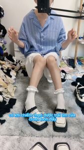 Combo 5 đôi tất lolita phối ren nơ GOMTAT vớ dệt kim chất liệu mềm mại thiết kế thời trang - HOT-1802-CB5