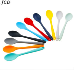 JCD Silicone Spoon Long Handle Kids Mixing Soup Non-stick Stirring Serving Scoop Cooking Utensils Ladle Kitchen Accessories