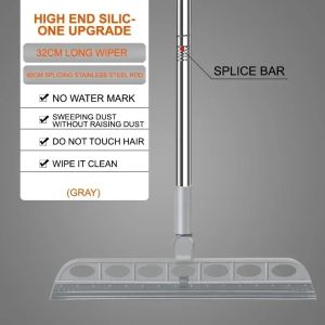 Magic Broom Sweeping Brush Silicone Mop Streak Free Floor Window Cleaner No Water Marks Pet Hair Tangle Free Wide Rubber Head Er