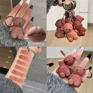 DragonRanee Keychain Lip Mud Creative Lovely Bear Lip Mud Matte Lip Glaze Long Lasting Waterproof Lipstick
