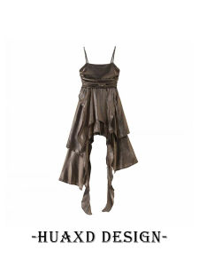 HuaXiaoDi Degree Holiday Version Upscale Sand Dunes Style Womens Loose Dress Asymmetrical Tight Waist Slip Skirt Summerwear