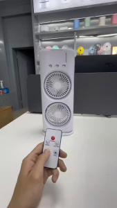 Air Cooler With Double Fan Spray Air Conditioning Double-head Household Portable Cooling Desktop Electric Fan With Light