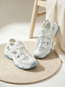 Creamy Cat Claw Design Ladies Summer Shoes Heeled Mary Jane Peep Toe