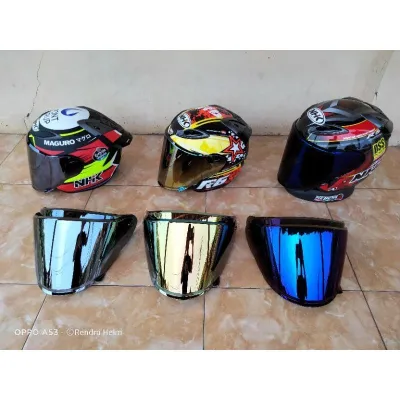 Kaca Visor NHK R6 R 6 FLAT Datar Model Venom Iridium Gold Silver Blue Chrome Gratis Rachet Bracket Sepasang Merk Three Maestro
