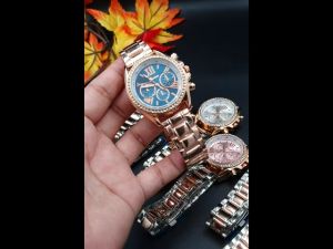 นาฬิกาแฟชั่น Geneva แบรนด์แท้  รุ่น3 วง โรมัน  ขอบเพชร  พร้อมกล่อง