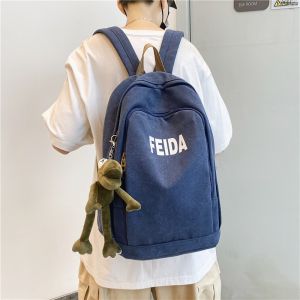 OUDENGPAI | Balo vải canvas dung tích lớn cho nam sinh viên đại học trung học phổ thông ba lô vải cotton đeo hai vai đựng đồ dùng học tập