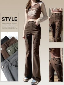 High Waist Bell Bottom Workwear Pants for Women Extended Length Taller Ladies American Retro Style Spring Autumn New Arrivals