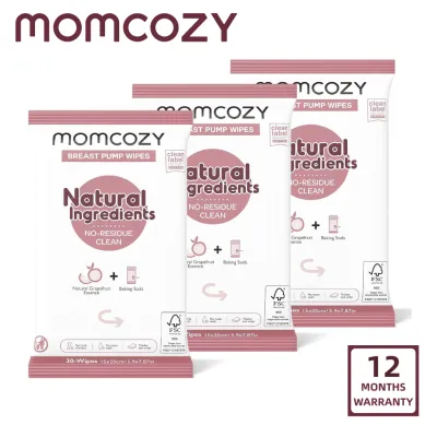 ผ้าเช็ดทำความสะอาดเครื่องปั๊มนมแม่แบบธรรมชาติจาก Momcozy สำหรับทำความสะอาดส่วนปั๊มทุกที่30ครั้ง (แพ็ก3) แฟลชทำความสะอาดและเปิดได้ปั๊มผ้าเช็ดทำความสะอาด
