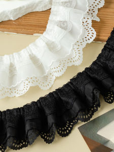 Pure Cotton Embroidery Lace Trim Handmade Double Layer Skirt Hem Collar Cotton Cloth Fabric Home Sewing DIY Accessories