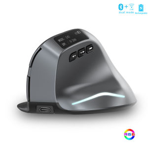 Bluetooth Vertical Wireless Mouse with OLED Screen USB RGB Rechargeable Mouse for Computer Laptop Tablet Ergonomics Mice Gaming
