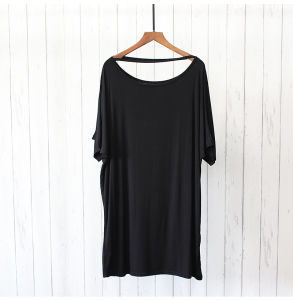 Váy Modal Mùa Hè Cho Nữ Dáng Rộng Dài Vừa Phải Màu Trơn Tay Ngắn Cổ Chữ V Váy Công Sở Thoải Mái Thoáng Khí