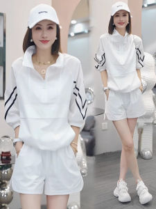 Shalldoer | Stripe Casual Younger-looking Sportswear Set Half-zipper Hoodie Two-Piece