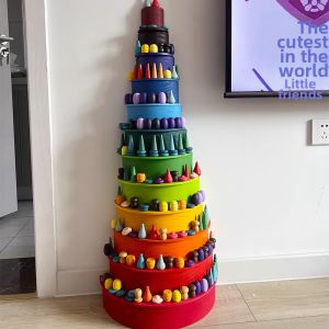 Montessori Educational Colorful Wooden Building Blocks Toys