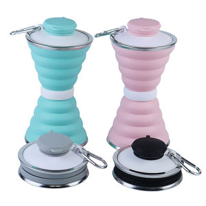 500ml Silicone Foldable Water Bottle Portable Storage Travel Outdoor Cup With Lid Sport Collapsible Hiking Coffee Drinking Mug