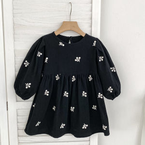Spring Autumn Clothes Pastoral Baby Girls Dress Embroidery Cotton Floral Doll Dress ChildrenS Temperament Princess Girls Dress