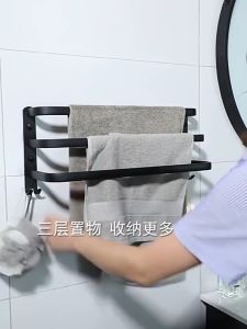 Premium Aluminum 3 LAYER Towel Bar Rack With Hook Storage Rack Towel Rack Shelf Holder Bathroom Hanger Toilet Rack
