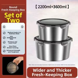 Food-grade Stainless Steel Storage Container Round with Lid Soup Bowl