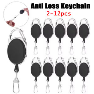 2-12pcs Retractable Key Chain Reel Badge Holder Fly Fishing Zinger Retractor with Quick Release Spring Clip Fishing Accessories