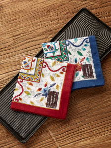 Coolpa Pure Cotton Leaf Pattern Handkerchief Womens Style Tea Pot Bamboo Design Absorbent Hand Towel Fashionable Scarf