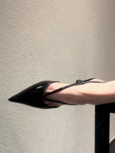 Spring Summer New Pointed Toe Slip-On Wedge Heel Sandals Women French Vintage Small Audience Design Thick Heel High Heels