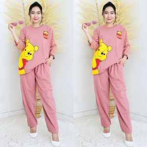 Luvluvshop One Set Wanita Lengan 7 Per 8 Katun Premium Motif Viral Kekinian