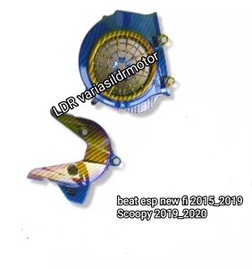 Variasi Carbon Satu set Tutup kipas Keong Cvt Beat Scoopy Motif Carbon Twotone