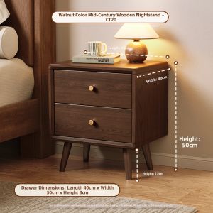 MR ART | Solid Wood French Retro Nightstand Drawer Storage Cabinet