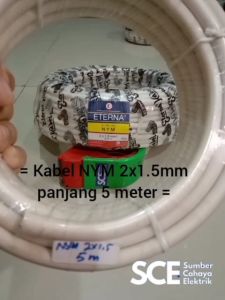 (5 Meter) KABEL ETERNA NYM 2x1.5 mm 300/500 V - KABEL LISTRIK TEMBAGA TUNGGAL