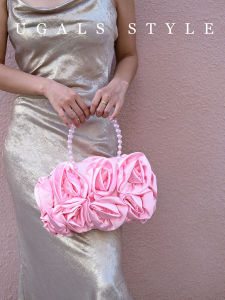 UGALS | Traditional Chinese Style Handmade Rose Flower Silk Pearl Handbag