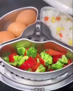 Khay Hấp Inox Hình Quạt Cho Nồi Chiên Không Dầu Nồi Cơm Điện - Khay Hấp Cách Thủy Tiện Lợi