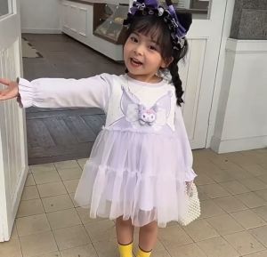 NEW STYLE GIRLS DRESS CARTOON 3D DOLL LONG SLEEVE GAUZE DRESS