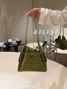 Large Capacity Brown Suede Bucket Bag Single Shoulder Womens Bag Casual Simple Style Autumn Winter New Arrival Handbag