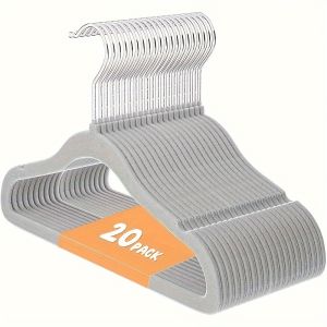 20pcs Non Slip Youngsters Hangers Space Saving Velvet Felt Hangers for Youngsters Youngsters Clothes Pants Shirts Dresses