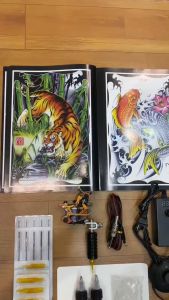 Bộ 1 máy xăm kèm 2 mực tập xăm và mẫu hình xăm