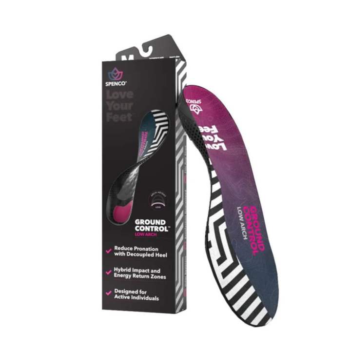 Spenco Ground Control Insoles for Low Arch Flat Foot, Med Arch