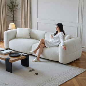 SHENGNIWEIER | Ghế Sofa Vải Nhung Trắng Phong Cách Pháp Có Thể Tách Rời Hoàn Toàn