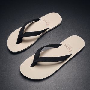 Mens Summer 2025 New Korean Style Fashionable Sandals Outdoor Anti-slip Casual Versatile Beach Slippers Rubber Flat Heel EVA