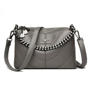 Fashionable Large Capacity Leather Shoulder Bag for Women Urban Simple Style Mommy Crossbody Bag with Zipper Soft Handle